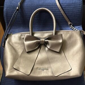 Karl Lagerfeld Silver Crossbody Bag with Elegant Bow